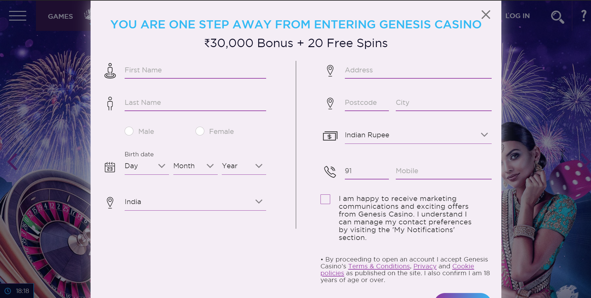 Genesis Casino India sign up